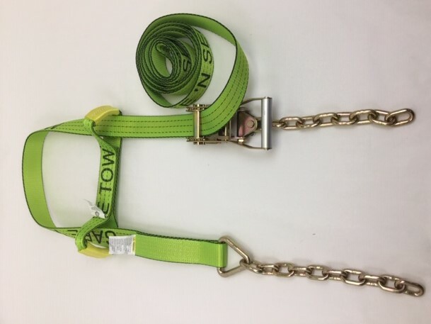 8 pt Kit 14 Hi-VIZ TECNIC Webbing Rollback / Flatbed Car Tie-Down w/ Chain Tails