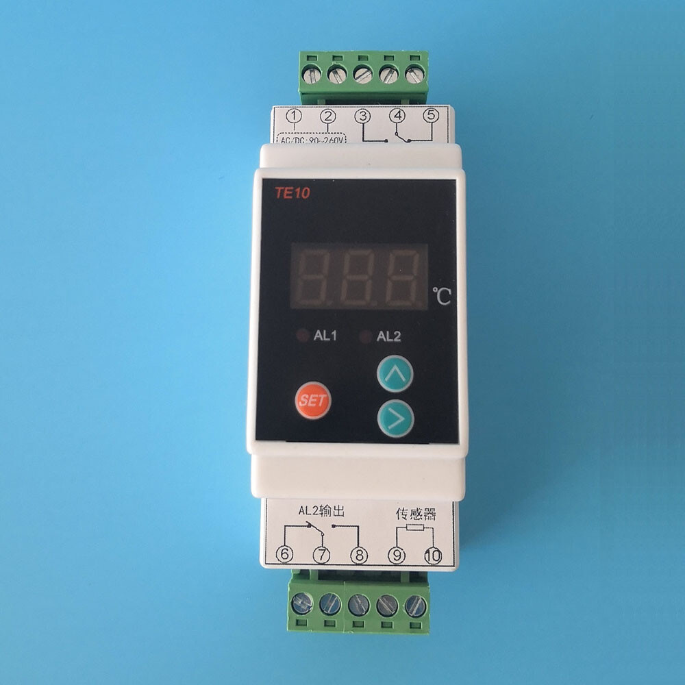 Din Rail Thermostat w/Sensor 2 Way Relay Output Temperature Controller AC90-260V