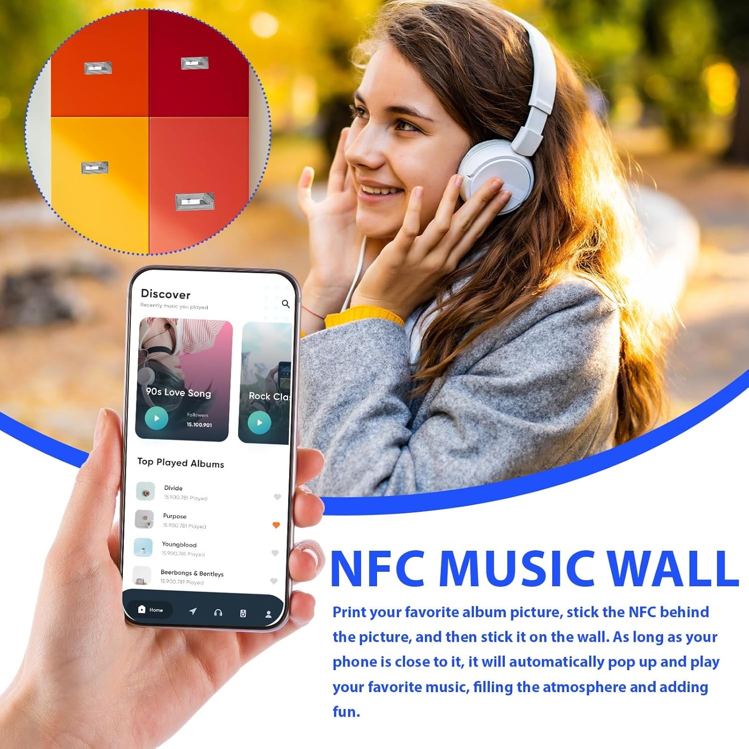 40 Pcs NFC Tags Sticker with Original NTAG213 Chip NFC Stickers Adhesive Labels