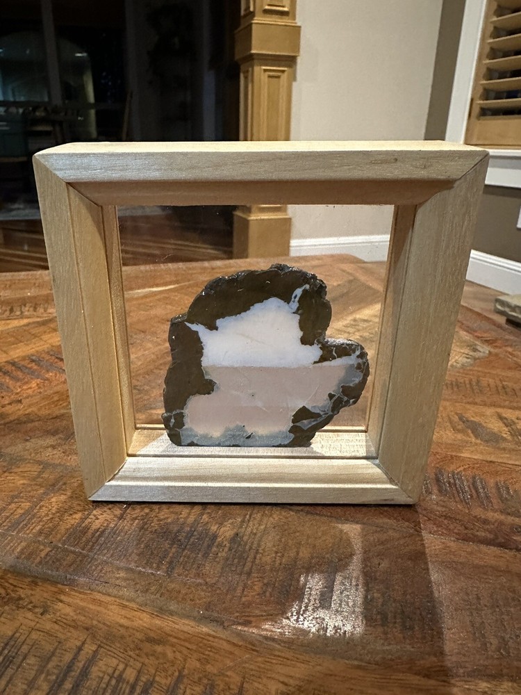 Oregon Thunder Egg Slice Polished Stone Framed 3” X 3”