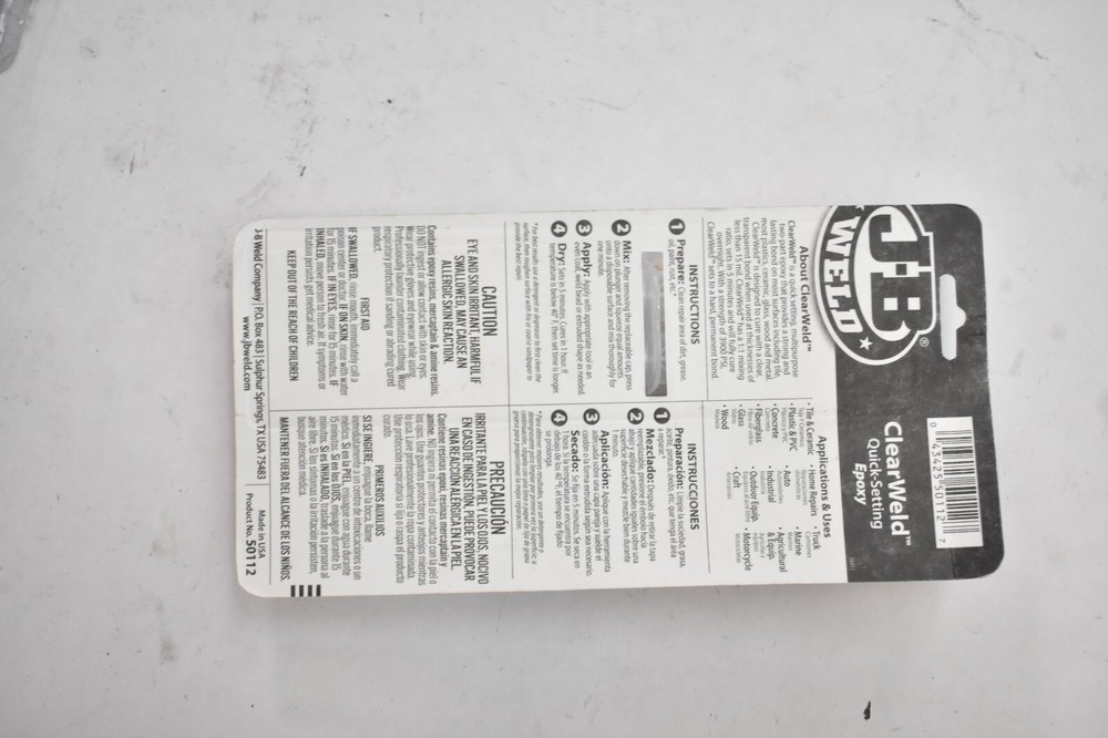 JB Weld Clear Weld Quick Setting Epoxy 25ml Transparent Yellow Multi Purpose Use