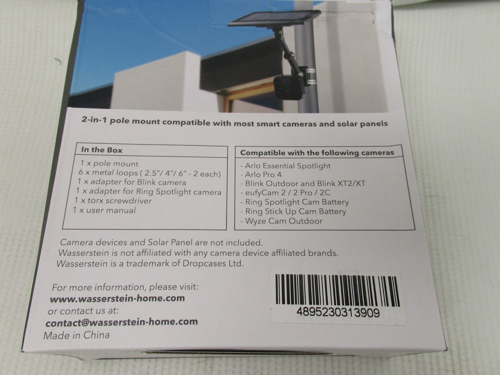 Wasserstein 2-in-1 Universal Pole Mount For Security Cameras and Solar - White