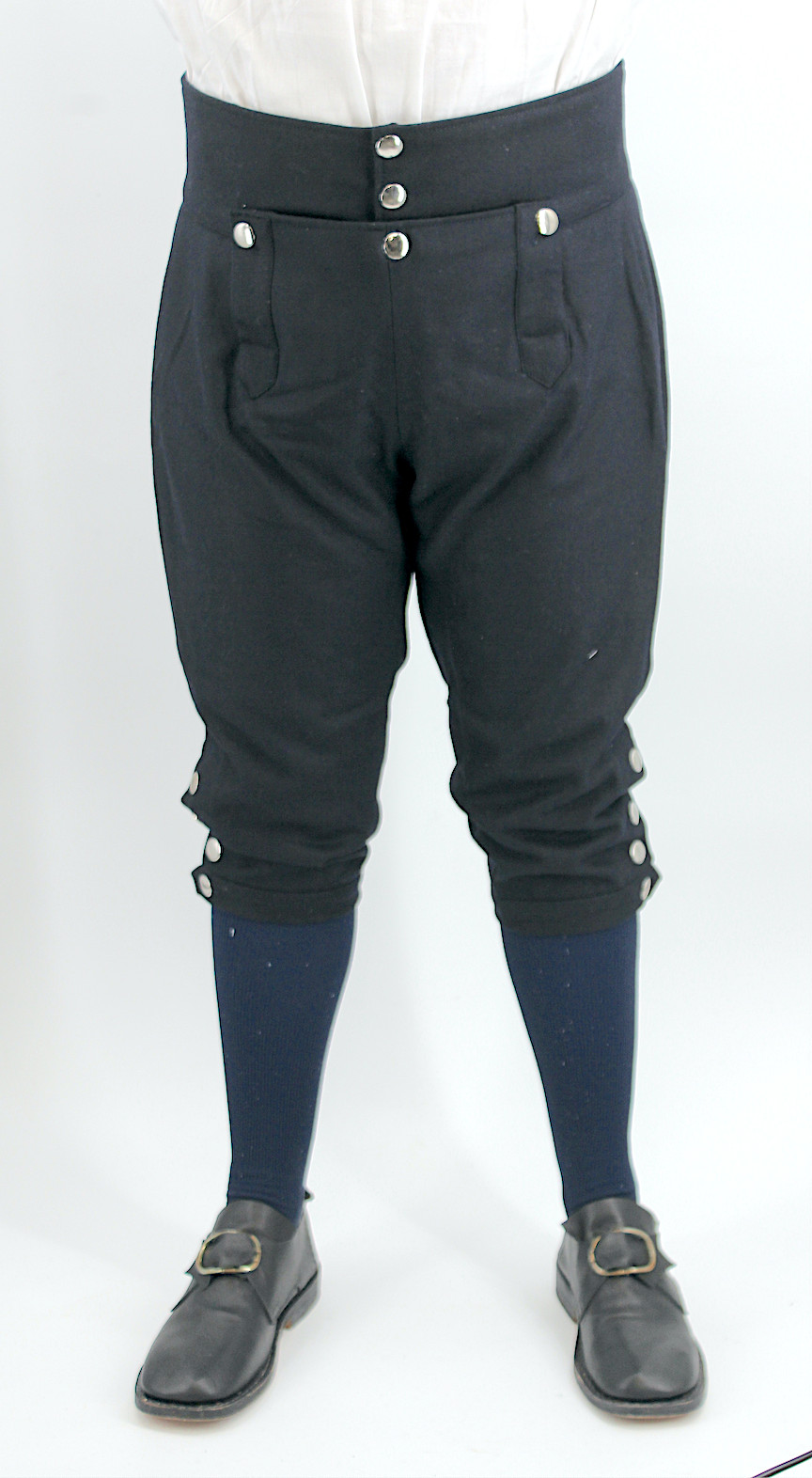 Dark Blue Wool Colonial Period Knee Breeches Size 46 / XXL
