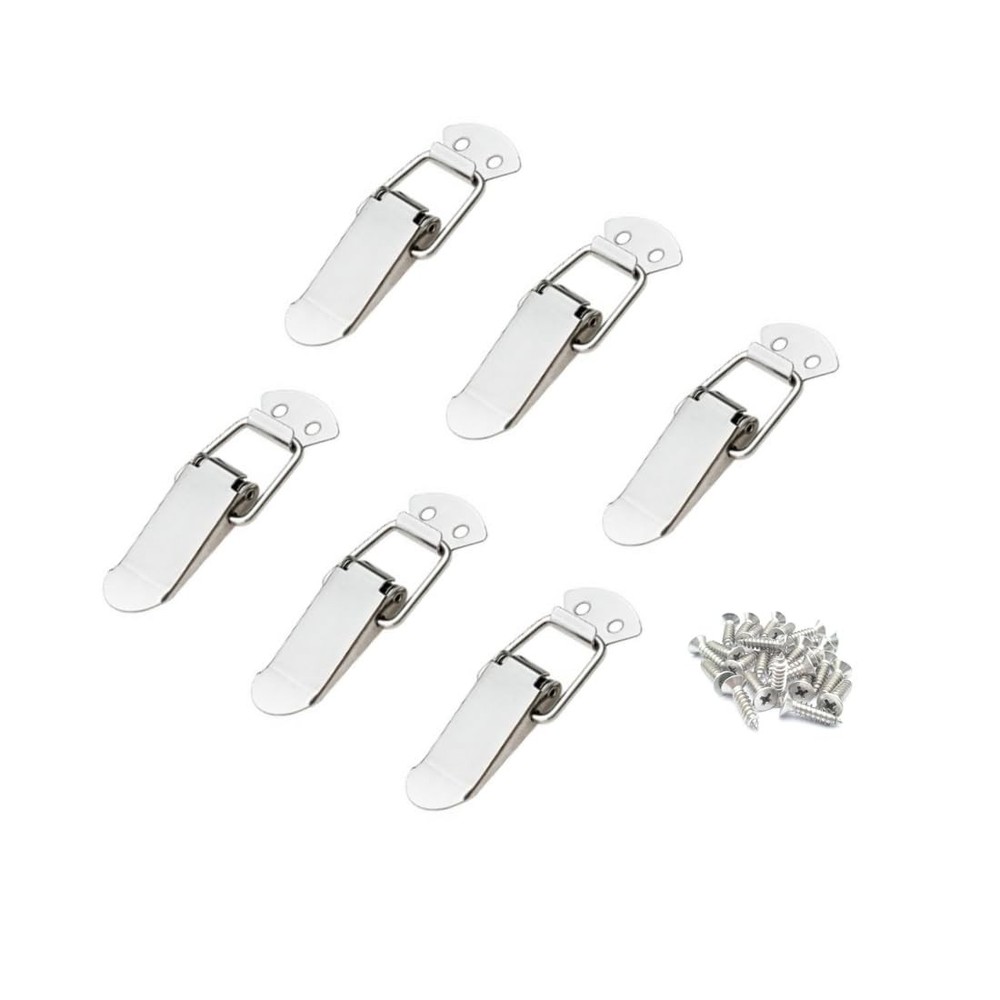 Latch, Stainless Steel Spring Loaded Toggle Silver Catch Hasp