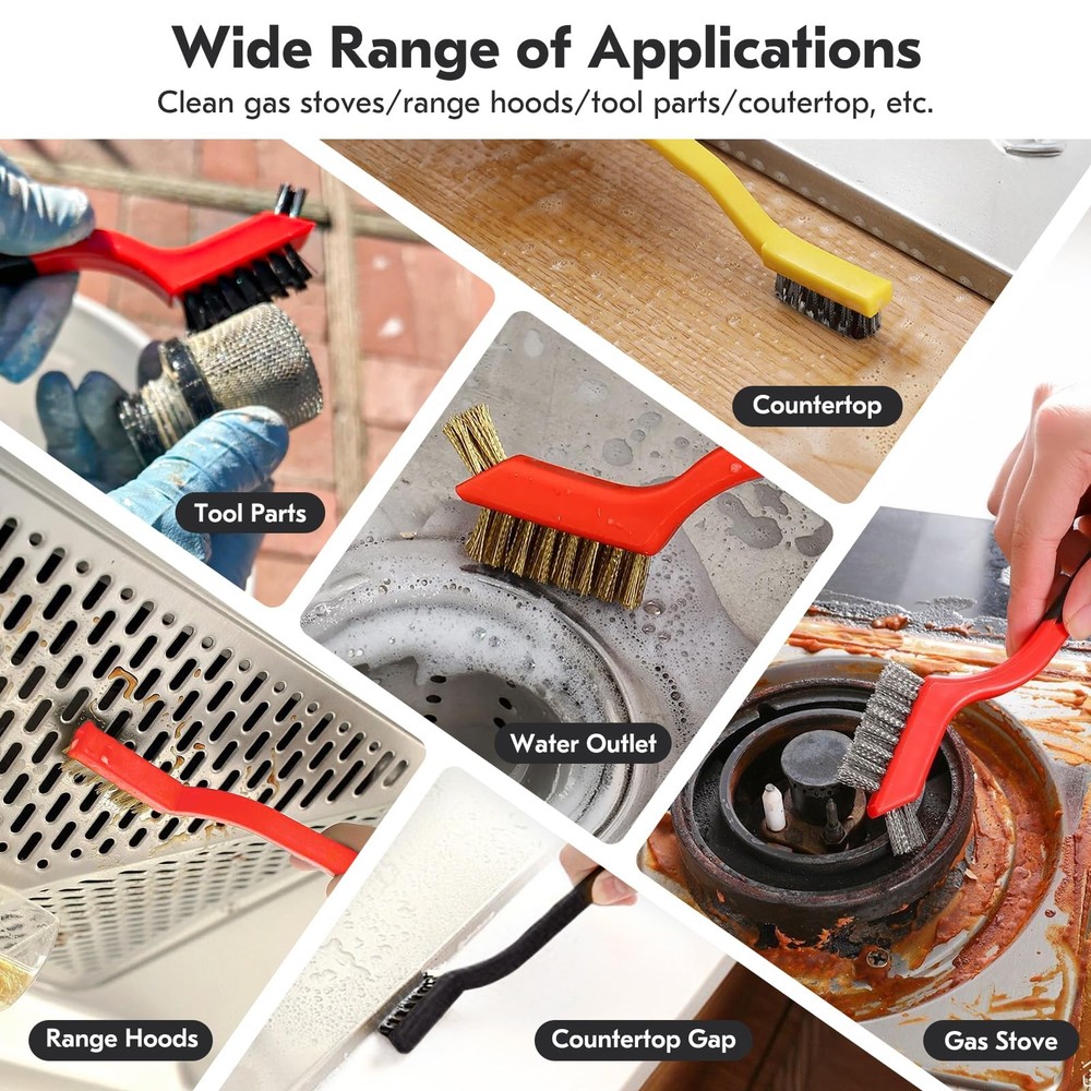6 Pcs Small Wire Brushes Set for Cleaning Rust Scrub Paint Grout Removal