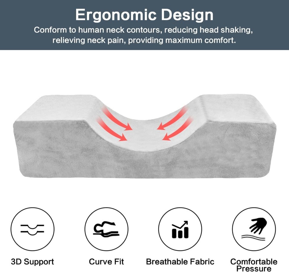 Memory Foam Lash Pillow for Eyelash Extensions, Neck Support Ergonomic Design