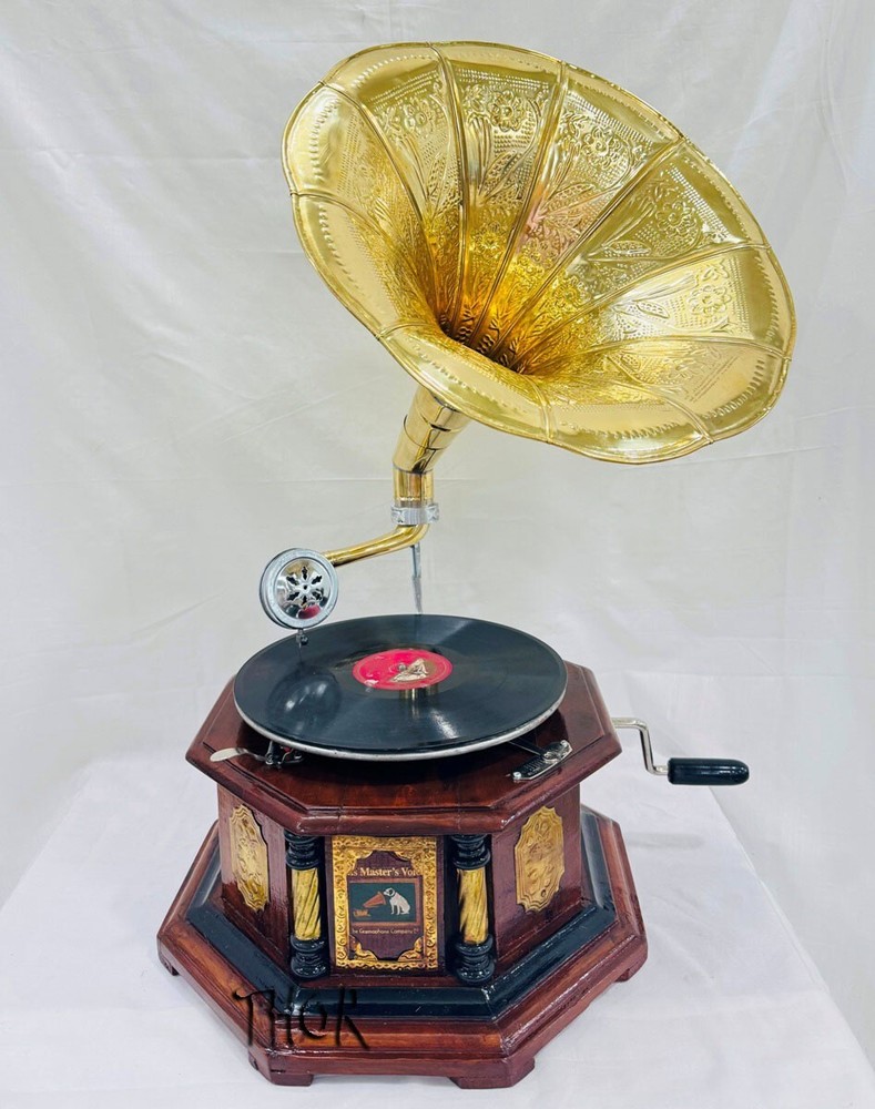 Vintage HMV Gramophone Fully Functional Working Phonograph, win-up record player