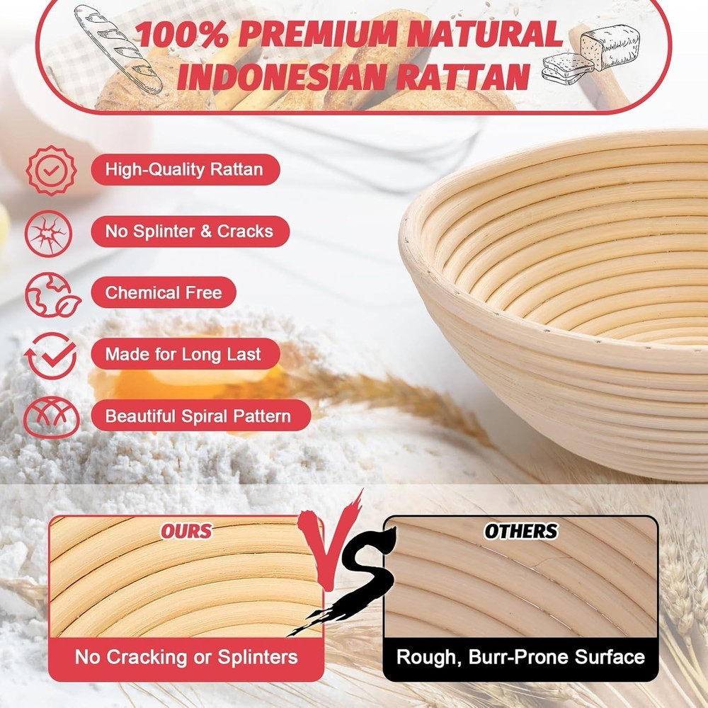 Beginner-Friendly Sourdough Bread Kit with Banneton & Tools for Artisan Baking