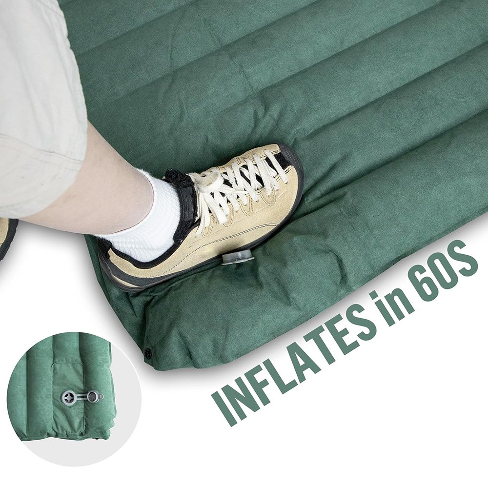 Camping Sleeping Pad 5" in Extra Thickness Inflatable Sleeping Mat Green