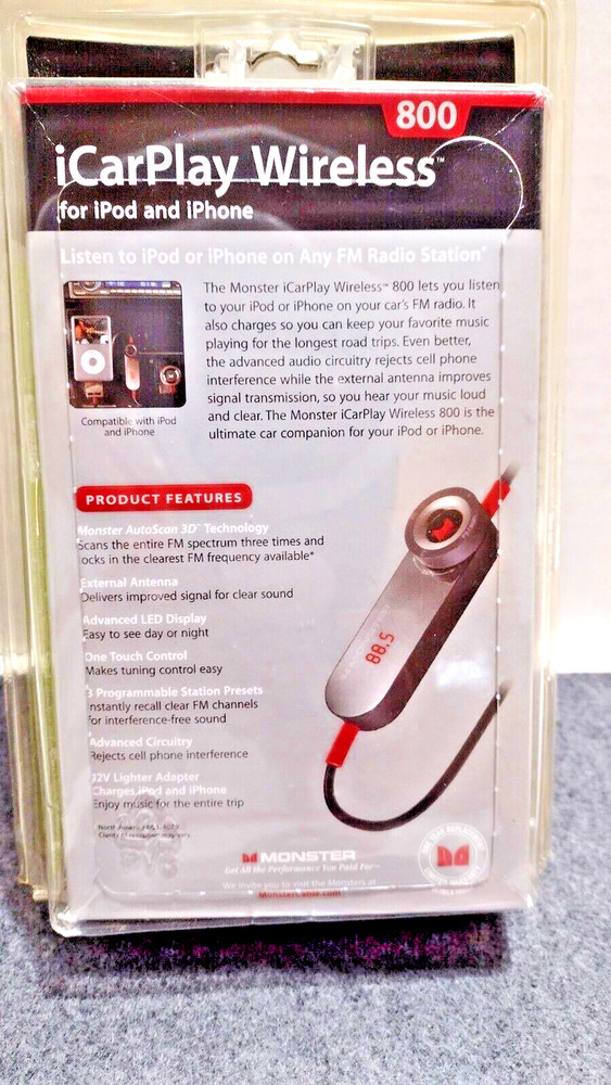 MONSTER iCarPlay Wireless 800 iPod iPhone Radio Transmitter /Charger