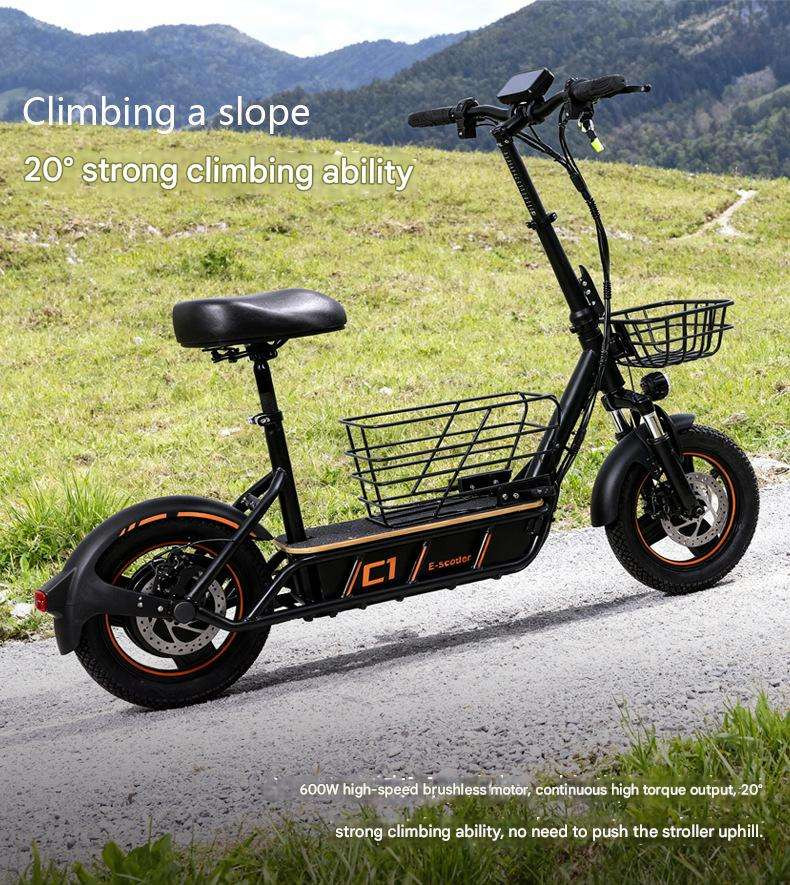 14 inch electric scooter with seat baskets adjustable fast speed long range