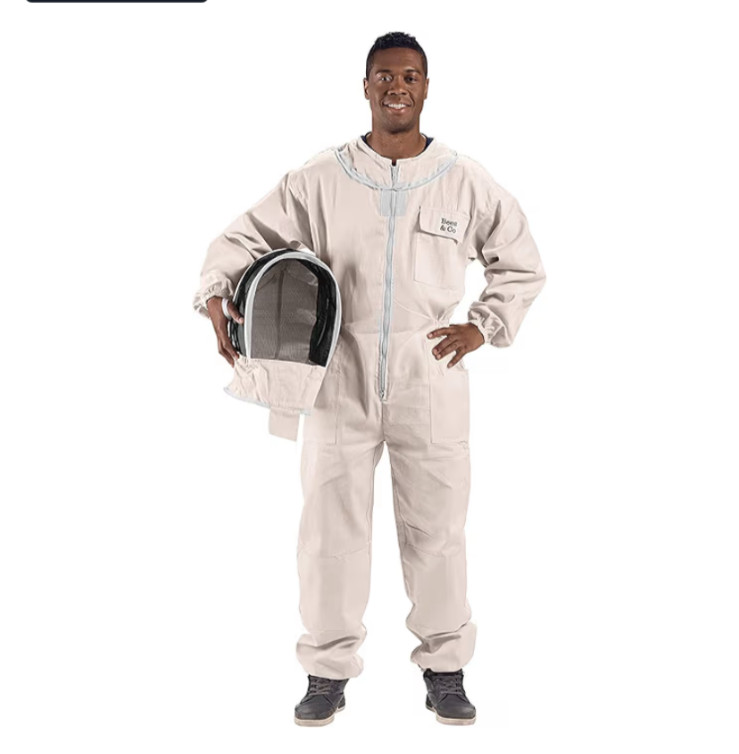 Bees & Co U74. Size Medium Natural Cotton Beekeeper Suit WHITE NWT