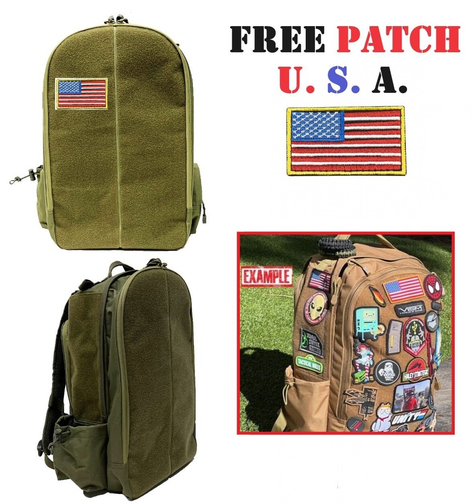 VISM Hook/Loop Patch Backpack Tactical Sports Shooting Patch Collector Bag-Green