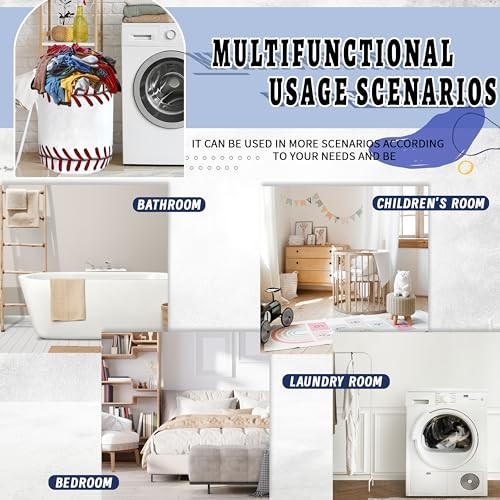 Baseball Texture Laundry Basket Foldable Funny Funny Baseball Texture Print