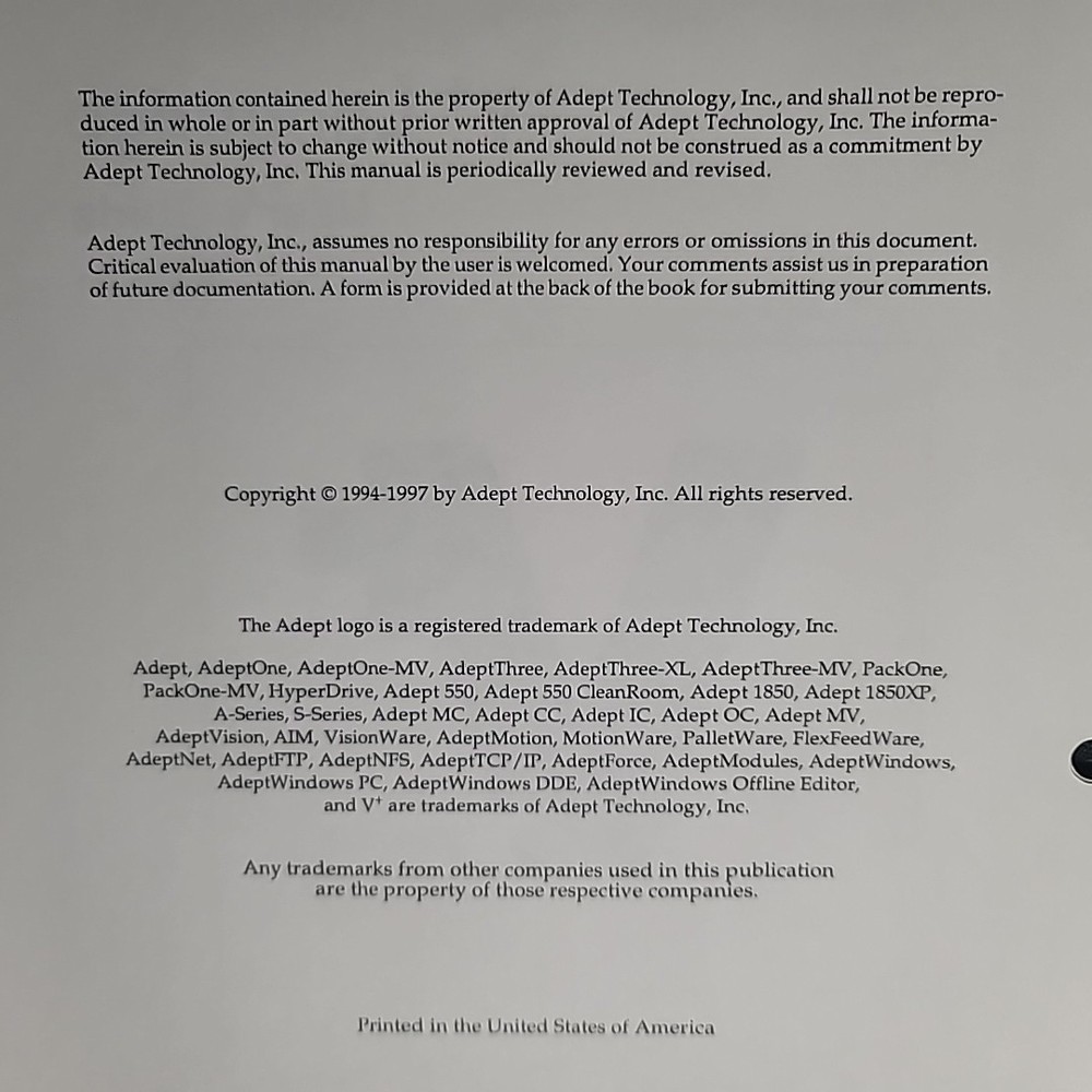 Adept Technology V+ Language Users Guide Version 12.1 Robotic Programming V Plus
