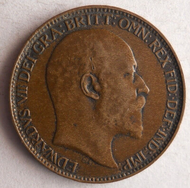 1908 GREAT BRITAIN FARTHING - Excellent Coin - FREE SHIP - Bin #348