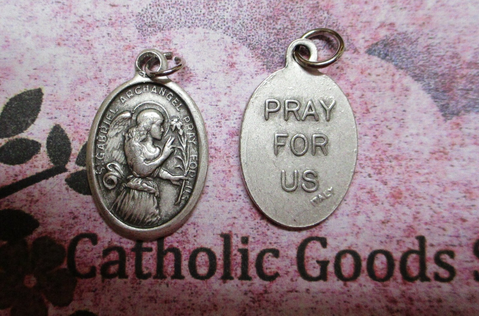 Saint St. Gabriel - Pray for Us - Oxidized Italian  1 inch Medal 1086-445