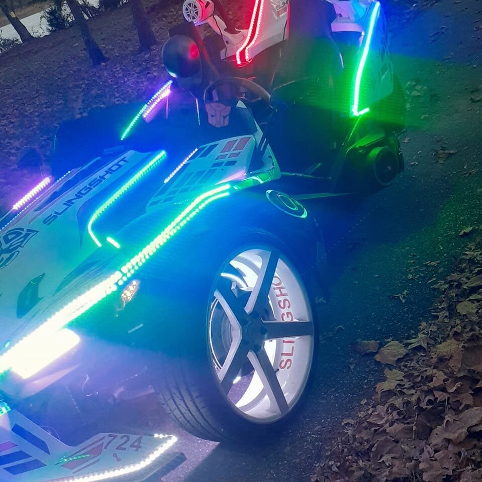 Tinted Blackout x8PCS 4FT APP+Remote CHASING Dream Color Strips Slingshot Lights