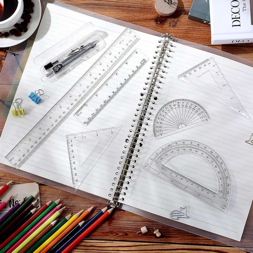 1 Set Plastic Geometry Math Set Includes Drawing Compass6 and 4 Inch Protractor