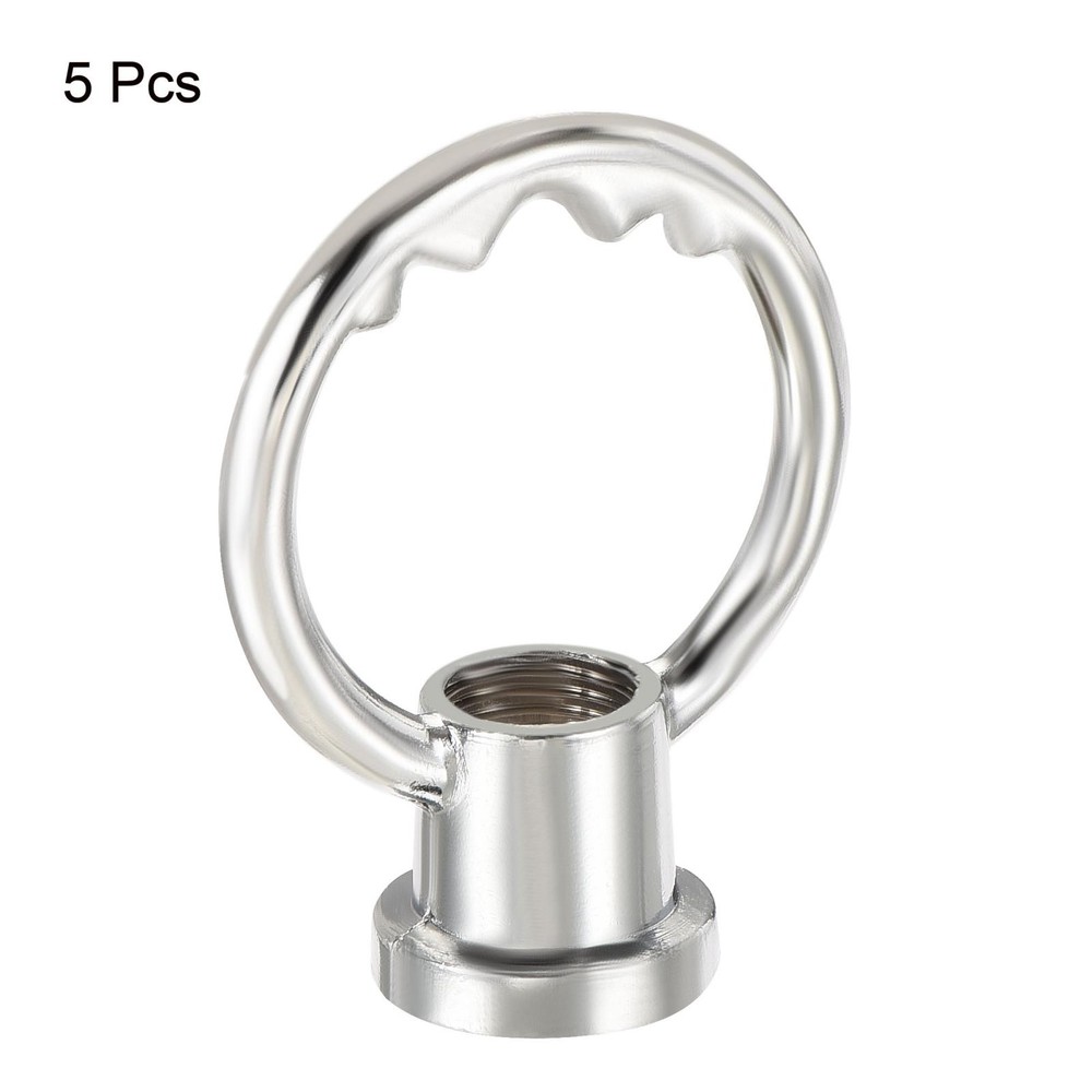5pcs Eye Nut M10 Thread Ring Shape Female Loop for Hanging Lamp Silver Tone