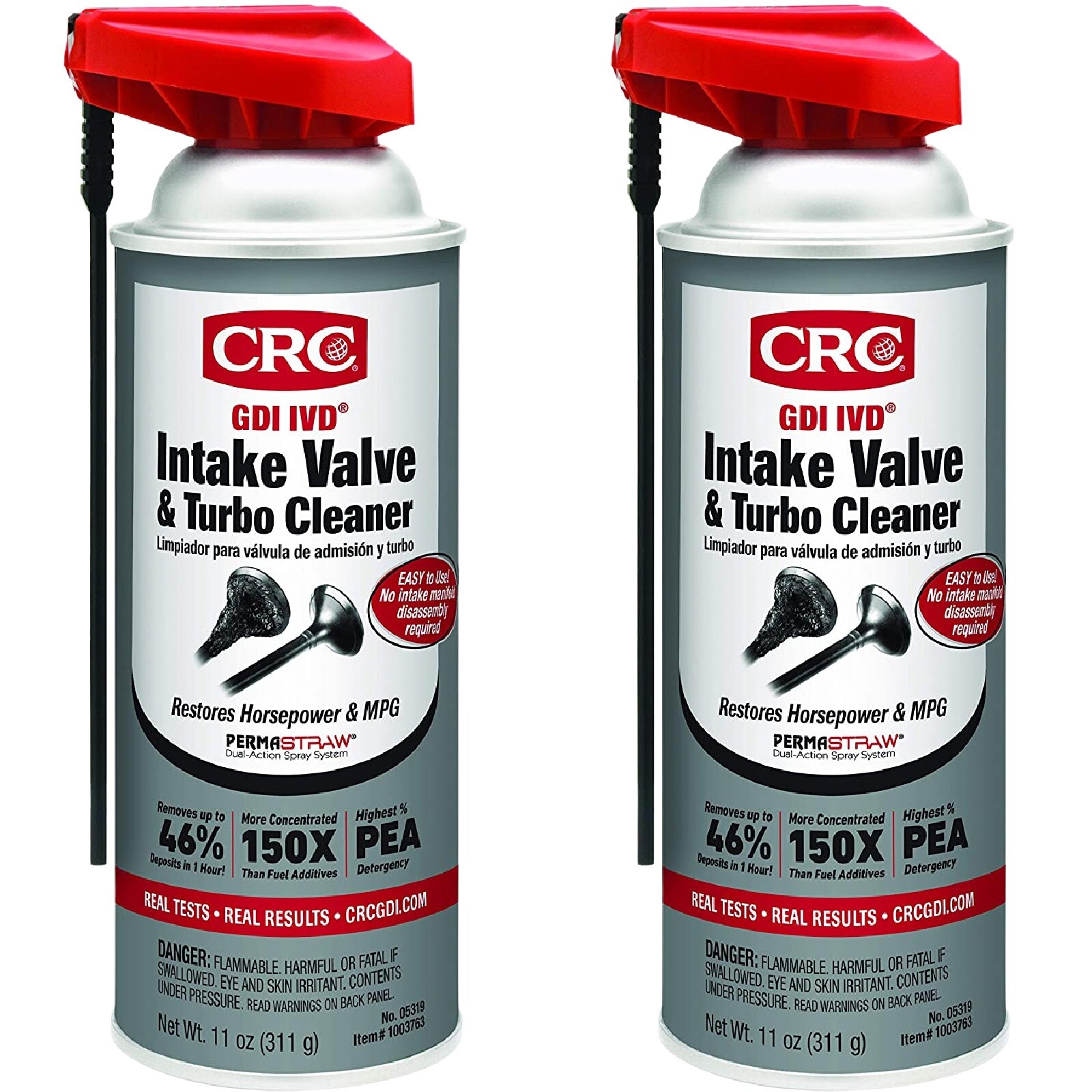 2 Pack CRC 05319 Intake Valve Cleaner GDI IVD Dual Action Spray System 11oz