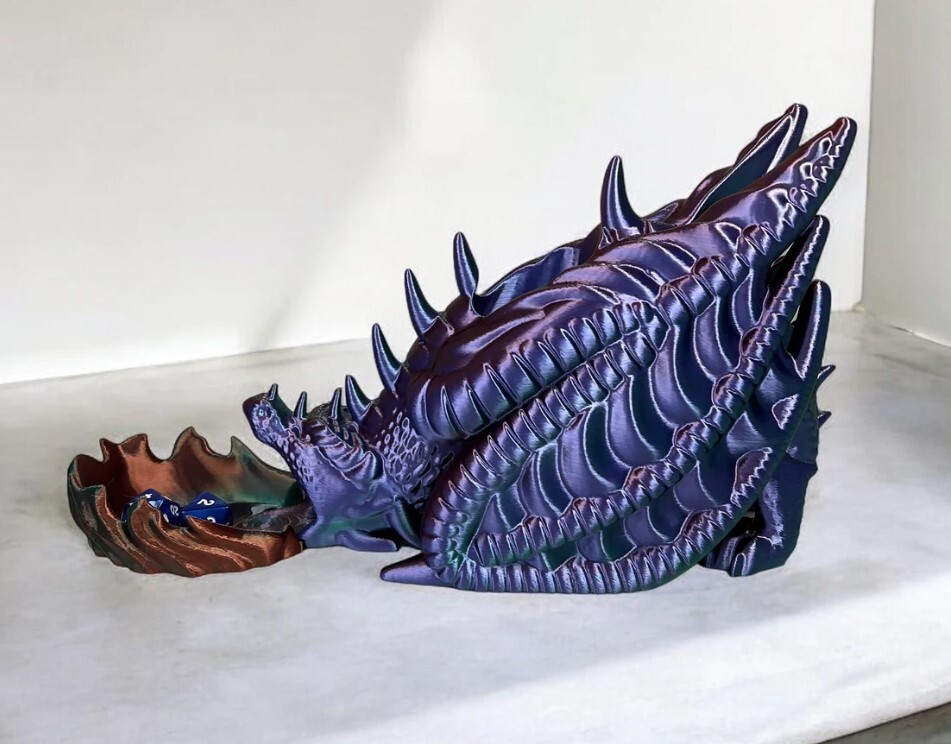 Fire Breathing Dragon Dice Tower, Dungeons and Dragons Dice Roller 3d printed