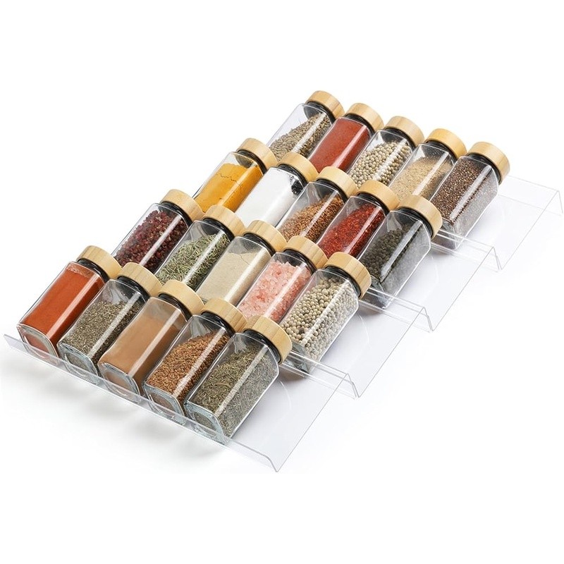 Expandable Acrylic Spice Rack Organizer Set 4 Pack Tiered Storage Solution New
