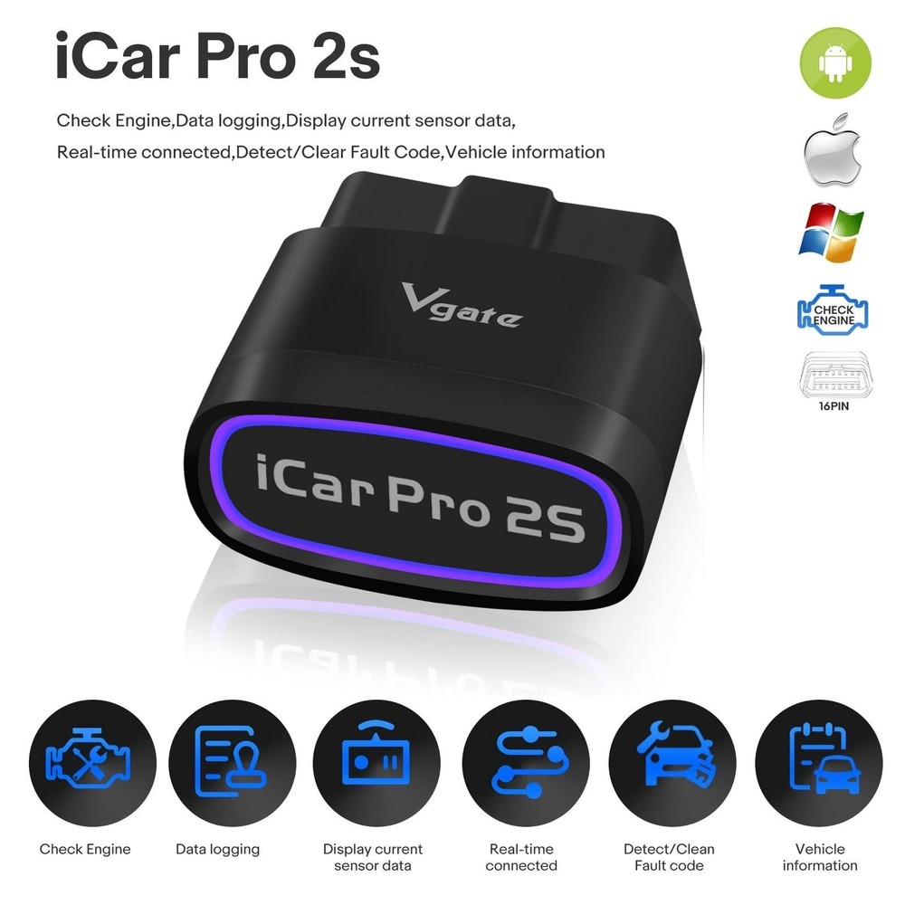 Vgate iCar Pro 2S Bluetooth OBDII Scanner Diagnostic Adapter Car Code Reader