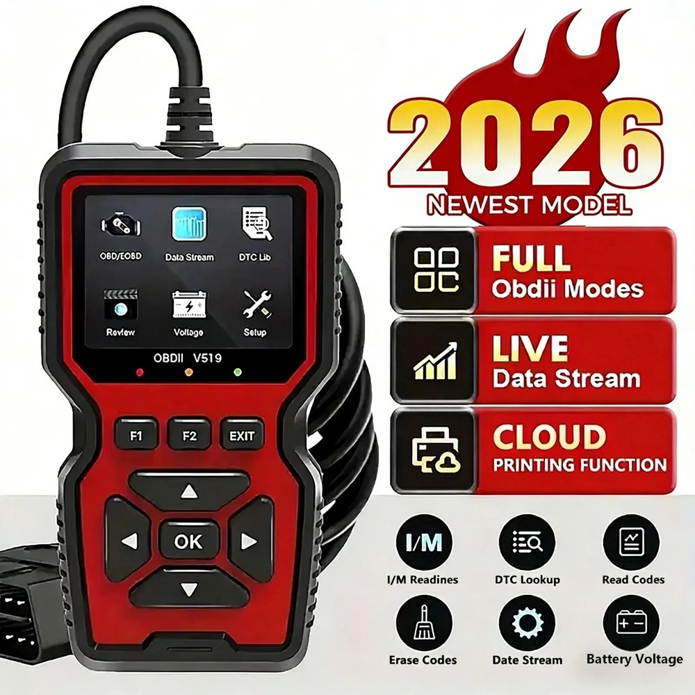 Professional OBD2 V519 Scanner - 2026 Upgraded OBDII + CAN Code Reader US
