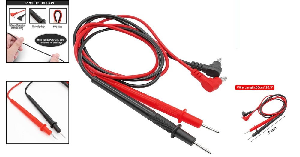 Versatile 60cm Banana Plug Multimeter Probe Lead Set - Ideal for Electronic Work