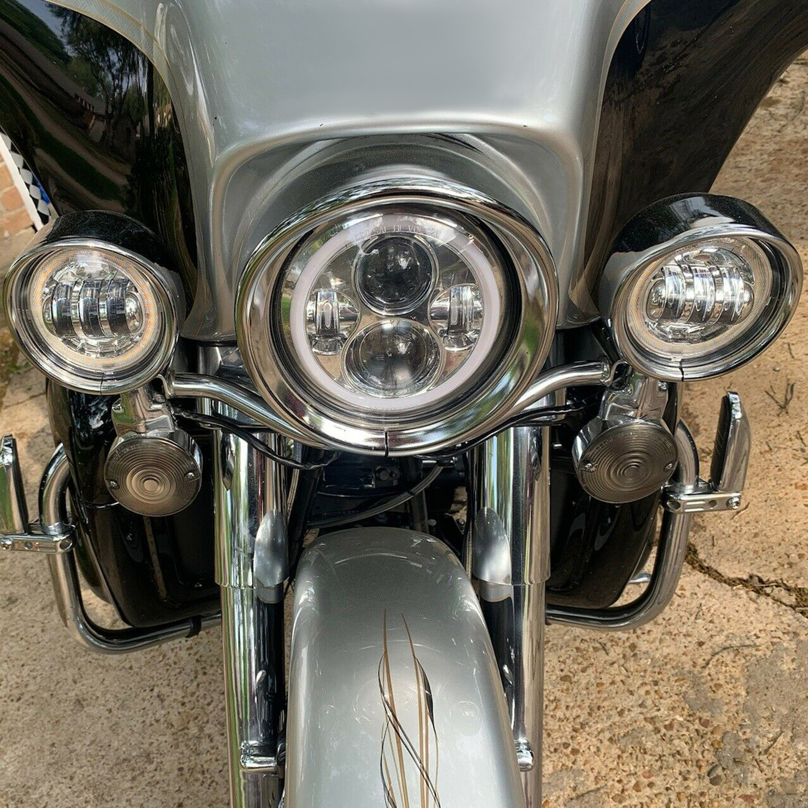 For Harley 7" Headlight Lights 4.5" Passing Fog Lamp Visor Trim Ring Bezel Cover