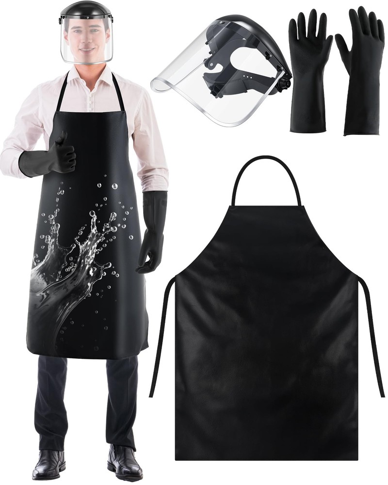 ElectricWise 3 Pack Safety Shield with 42.5" waterproof Rubber Apron Latex Gl...