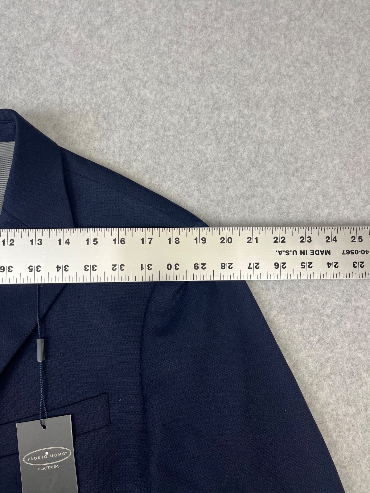 Pronto Uomo Platinum Blazer Mens 42L Navy Wool Blend 2 Button Modern Fit Stretch