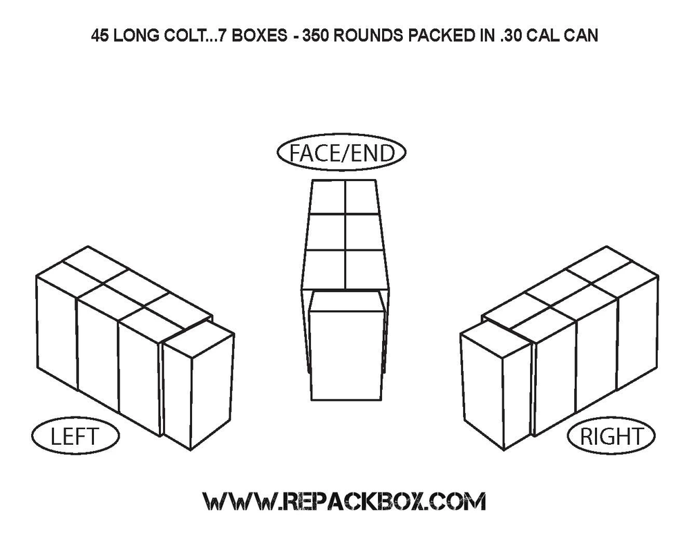 REPACKBOX® 100 BOX BUNDLE - Military Cardboard 45 LONG COLT Ammo Box