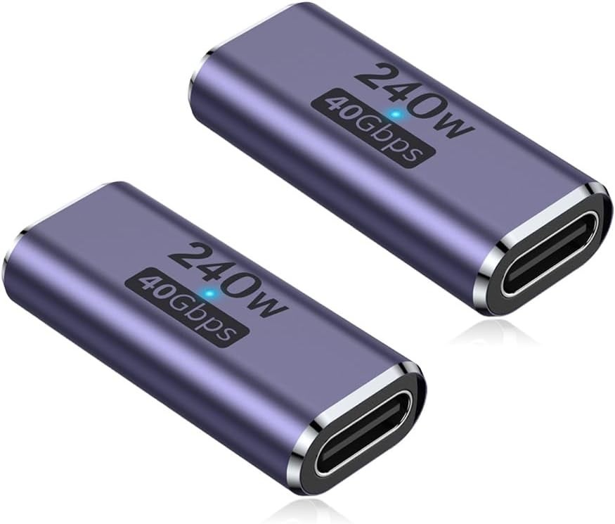 USB-C Coupler - 2 Pack with LED Indicator for Thunderbolt 4/3 Devices