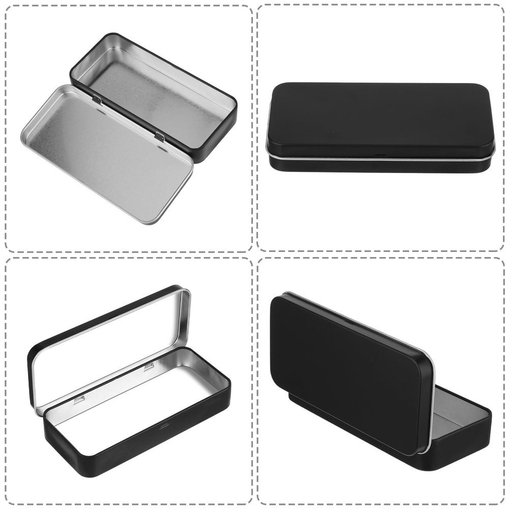 Tyqour Metal Rectangular Empty Hinged Tin Box Containers Metal Tin Box for Ho...