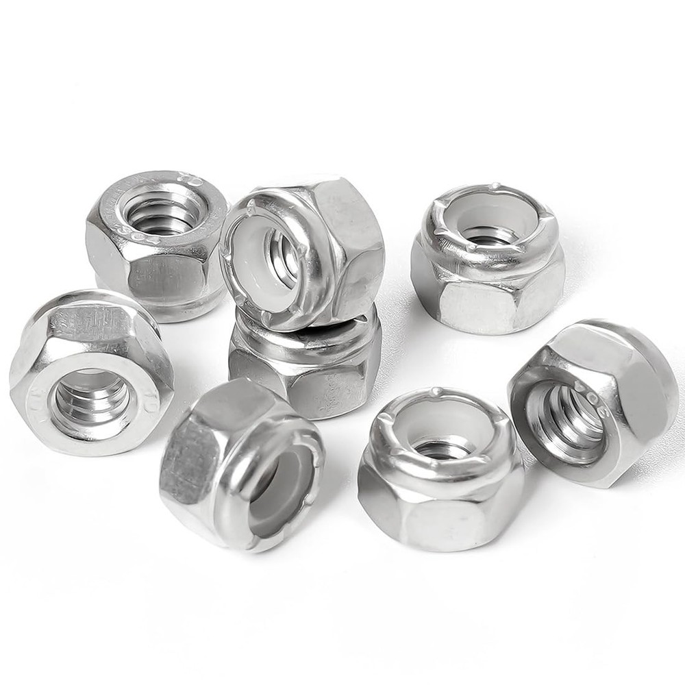 1/4-20 Lock Nut Nylon Insert Hex Locknuts Locking Nuts 304 1/4-20, Silver