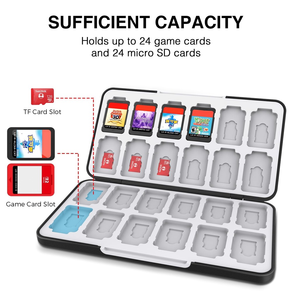 HEIYING Switch Game Card Case for Switch 2 & OLED & Lite,Portable Black Memory S