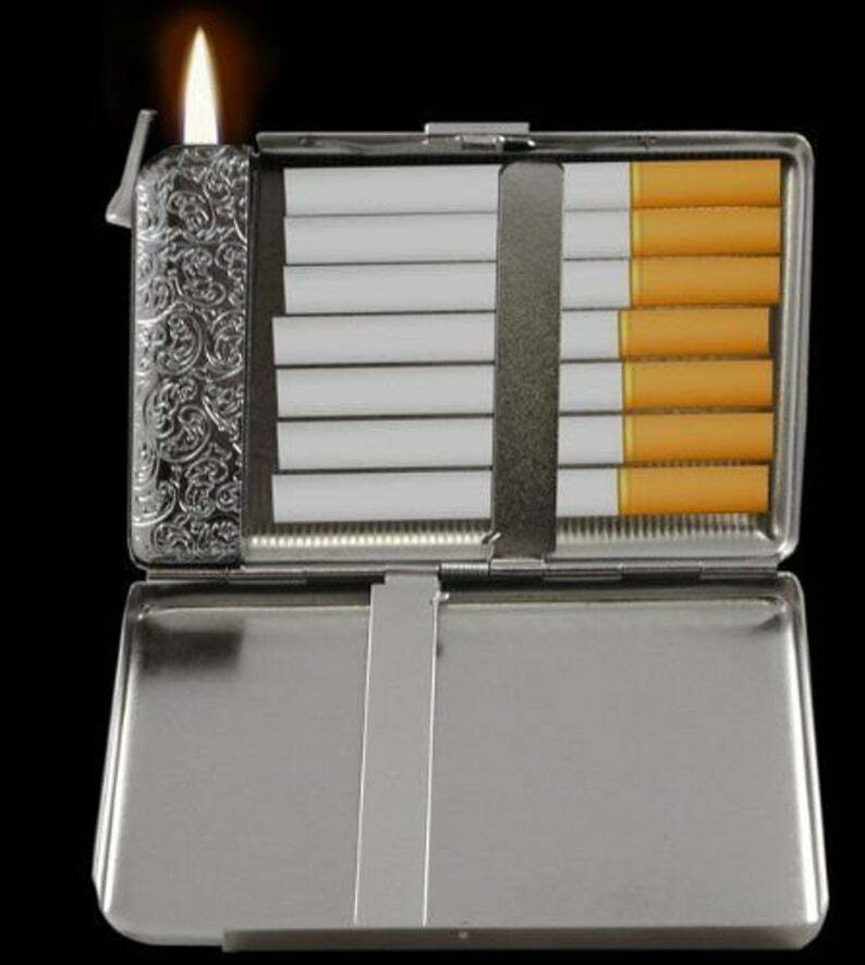 Exposed Cigarette Storage Case With Built in Butane Lighter