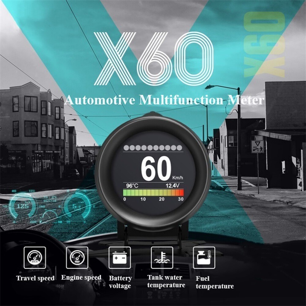 Car HUD Computer OBD2 Digital Speedometer & Water Temperature Indicator Display