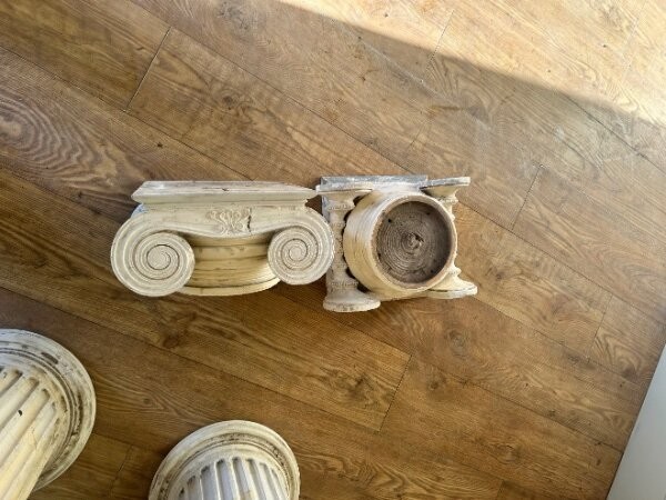 Antique wooden Corinthian columns