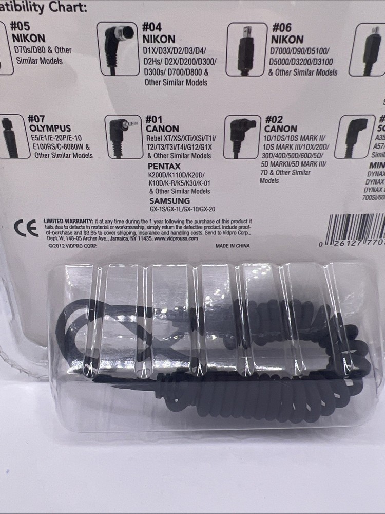 VidPro Universal Wireless Shutter Release f/many DSLR Camera Model New