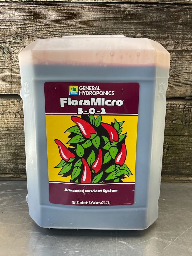 General Hydroponics FloraMirco Liquid Fertilizer Nutrients Solution 6 Gallons