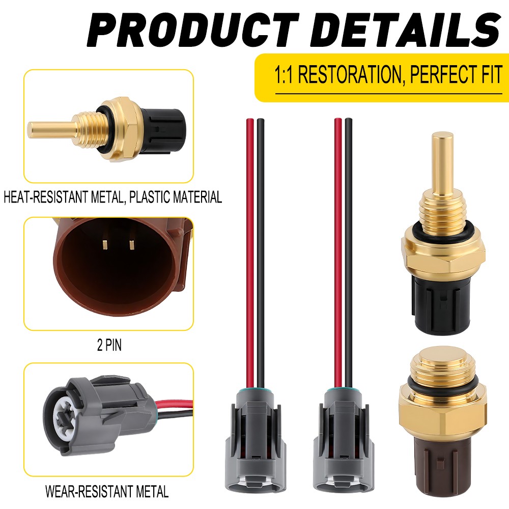 Cooling Fan Control Switch & Coolant Temperature Sensor with Wire Plug For Honda