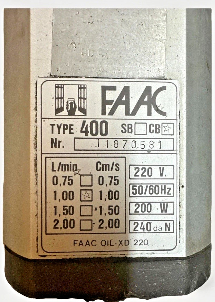FAAC 400 CBAC 220V OPERATOR ARM WITH KEY