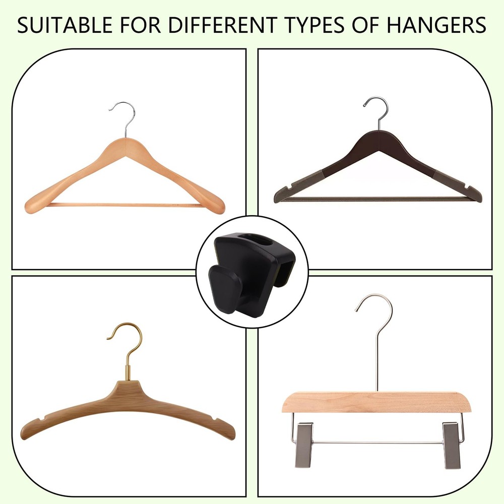 60 Pack Space Saving Hanger Hooks, Black Plastic Triangle Hangers, Connector ...