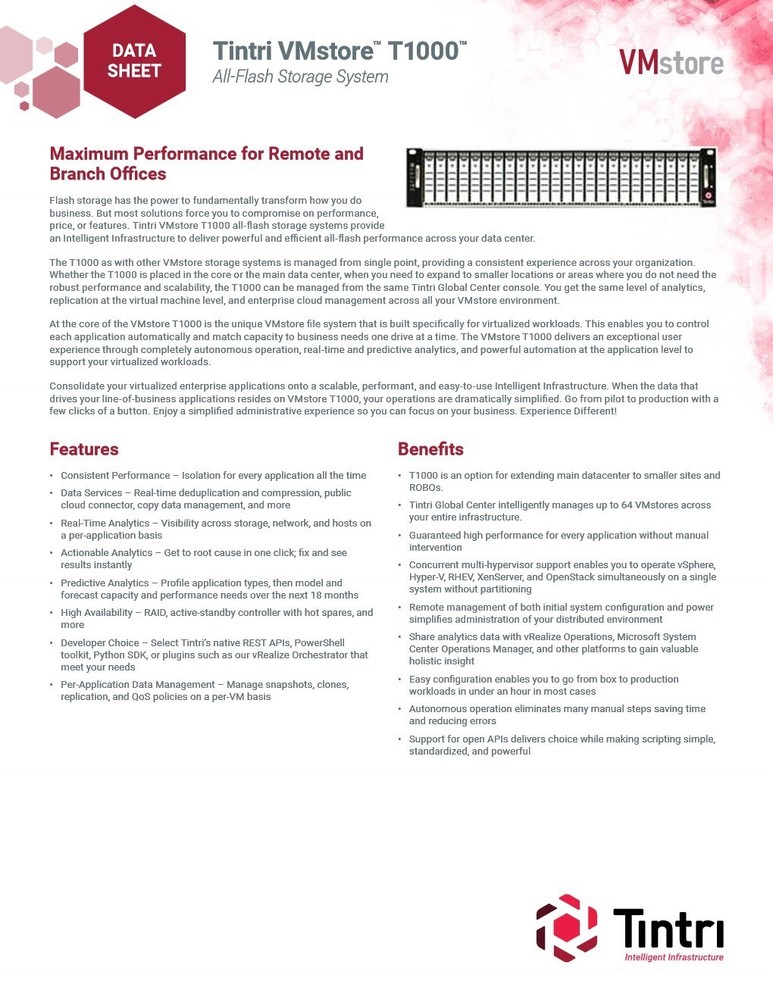 Tintri SYS-T1000-OPT All Flash Storage Array No SSD's installed