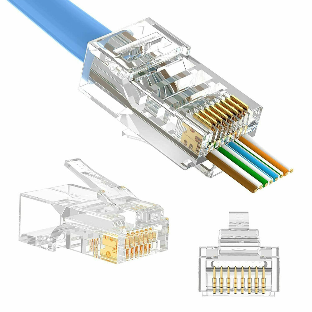500 Pcs CAT6 RJ45 Pass Through Network Cable Modular Plug Connector Open End
