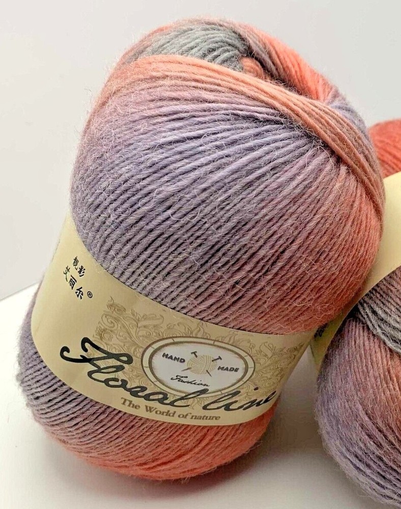 Floral Line wool / acrylic blend yarn rainbow multi
