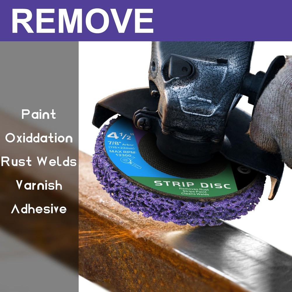 WelderElite 12-Pack 4.5" Purple Paint & Rust Stripping Discs for Angle Grinder